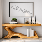 Handcrafted Solid Wood Console Table with Sculptural Organic Base and Modern Minimalist Design - view 1 of 8