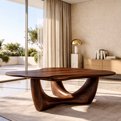 Organic Sculptural Coffee Table with Wave Base, Modern Minimalist Living Room Table - view 3 of 7