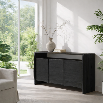 Solid Wood Curved Sideboard Cabinet with Doors - view 4 of 7