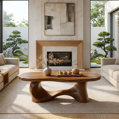 Unique Sculptural Coffee Table, Handcrafted Natural Wood Design for Living Room - view 3 of 7