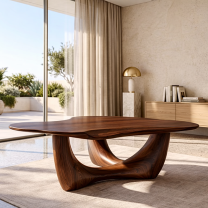Organic Sculptural Coffee Table with Wave Base, Modern Minimalist Living Room Table - view 2 of 7