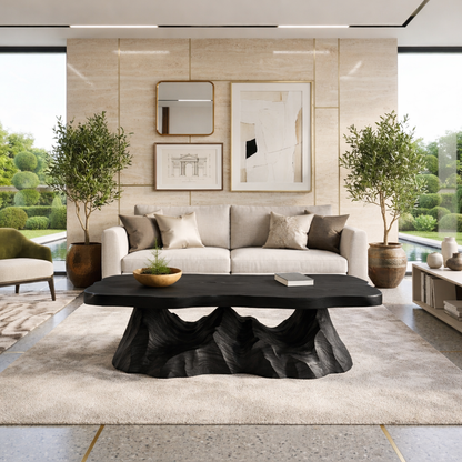 Sculptural Wooden Coffee Table with Unique Wavy Design - view 4 of 7