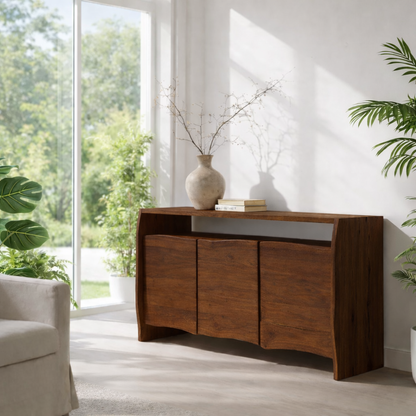 Solid Wood Curved Sideboard Cabinet with Doors - view 2 of 7