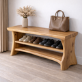 Solid Wood Entryway Bench with Shoe Storage Shelf – Natural Wood Shoe Rack Bench - view 1 of 7