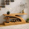 Modern Sculptural Solid Wood Entryway Bench with Shoe Storage - view 5 of 7