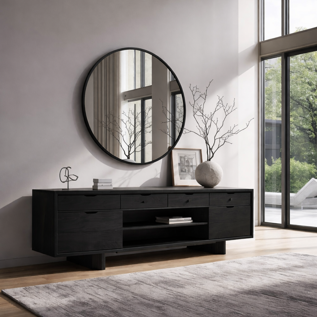 Solid Wood Console Table with Drawers and Open Shelf – Modern Entryway Storage Cabinet - view 4 of 7