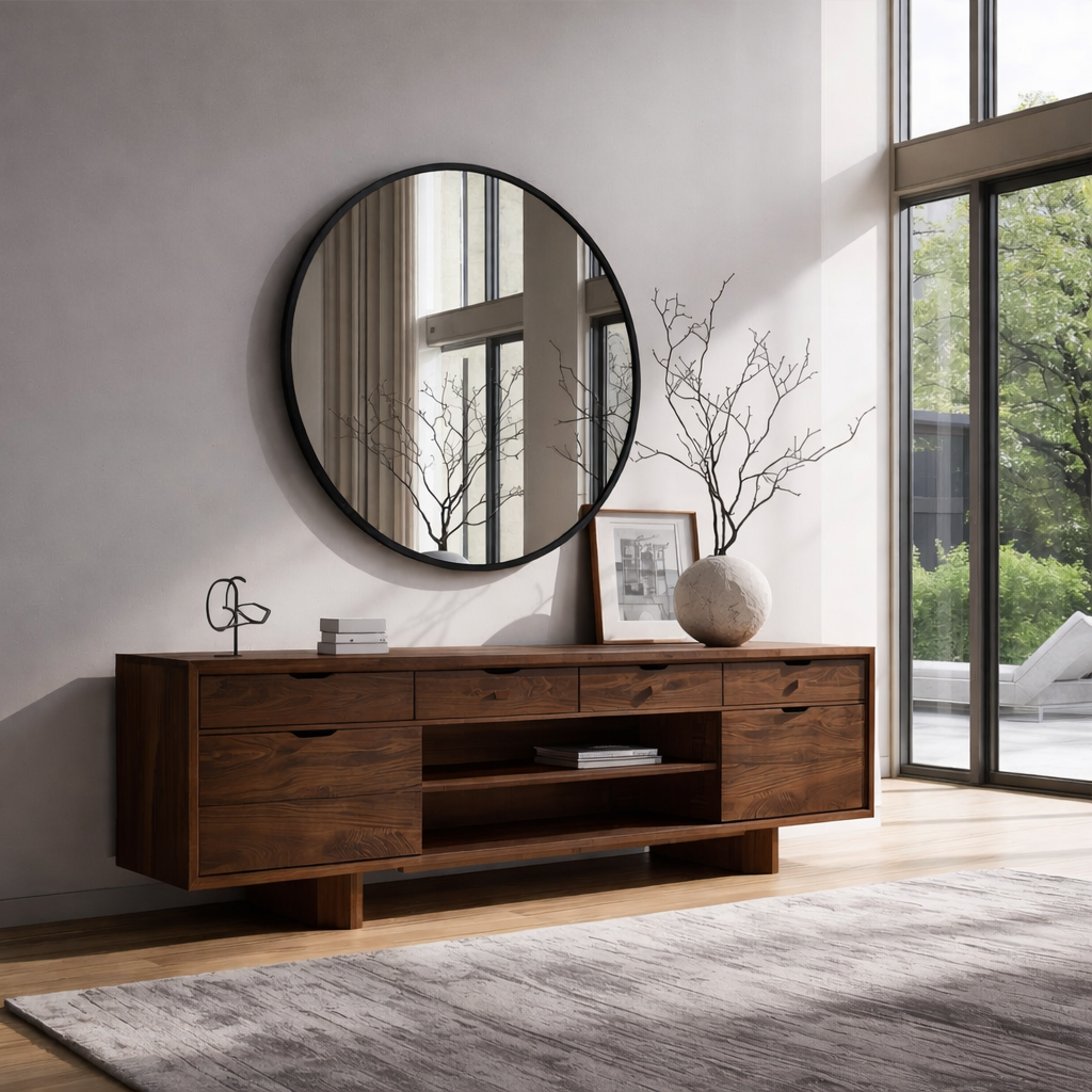 Solid Wood Console Table with Drawers and Open Shelf – Modern Entryway Storage Cabinet - view 2 of 7