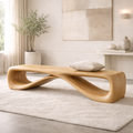 Contemporary Sculptural Entryway Bench, Curved Hallway Seating for Luxury Interiors - view 1 of 7