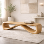 Contemporary Sculptural Entryway Bench, Curved Hallway Seating for Luxury Interiors - view 1 of 7