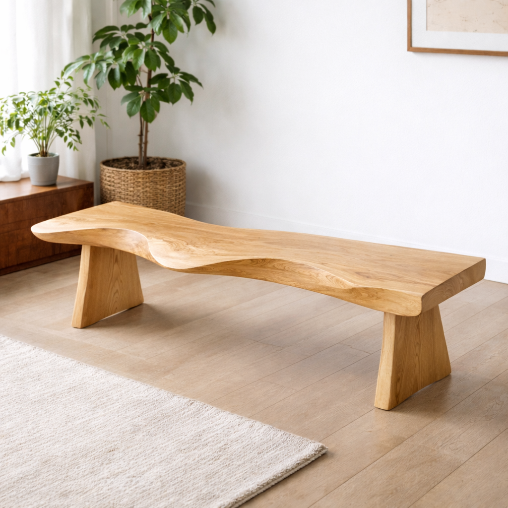 Live Edge Solid Wood Bench – Natural Wood Rustic Entryway Seating Bench - view 1 of 7