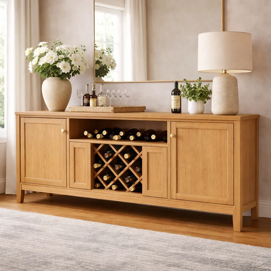 Solid Wood Console Cabinet with Wine Rack and Storage Doors - view 1 of 7