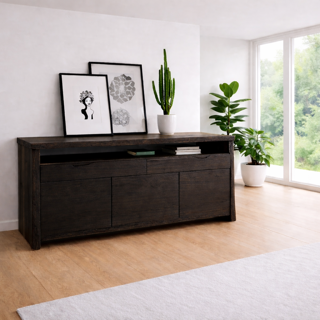 Modern Sideboard Cabinet with Open Shelf – Minimalist Storage Console - view 4 of 7