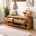Wood Entryway Bench with Storage Drawers | Modern Hallway Seating & Shoe Rack - view 1 of 7