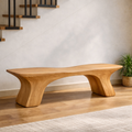 Sculptural Solid Wood Bench, Organic Modern Statement Seating - view 5 of 7