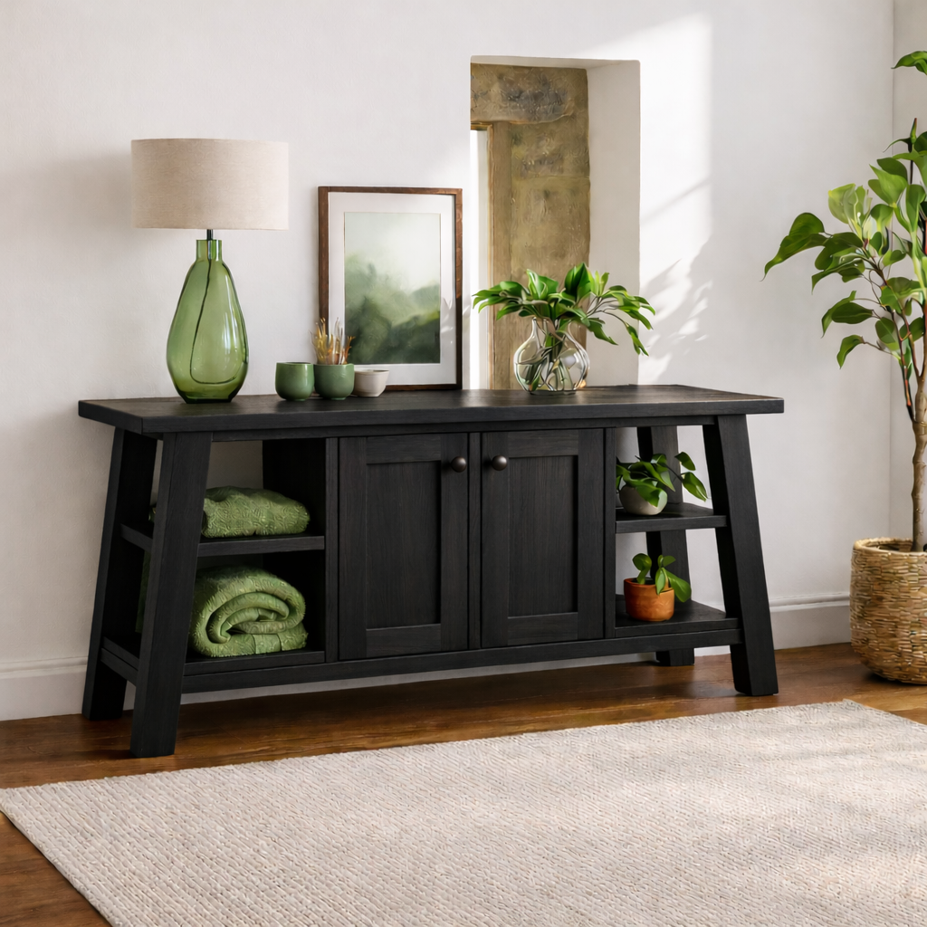 Modern Solid Wood Sideboard Cabinet, Farmhouse Buffet Storage Console with Shelves and Doors - view 7 of 7