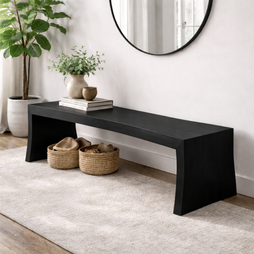 Live Edge Solid Wood Entryway Bench | Modern Organic Design with Natural Finish - view 4 of 7