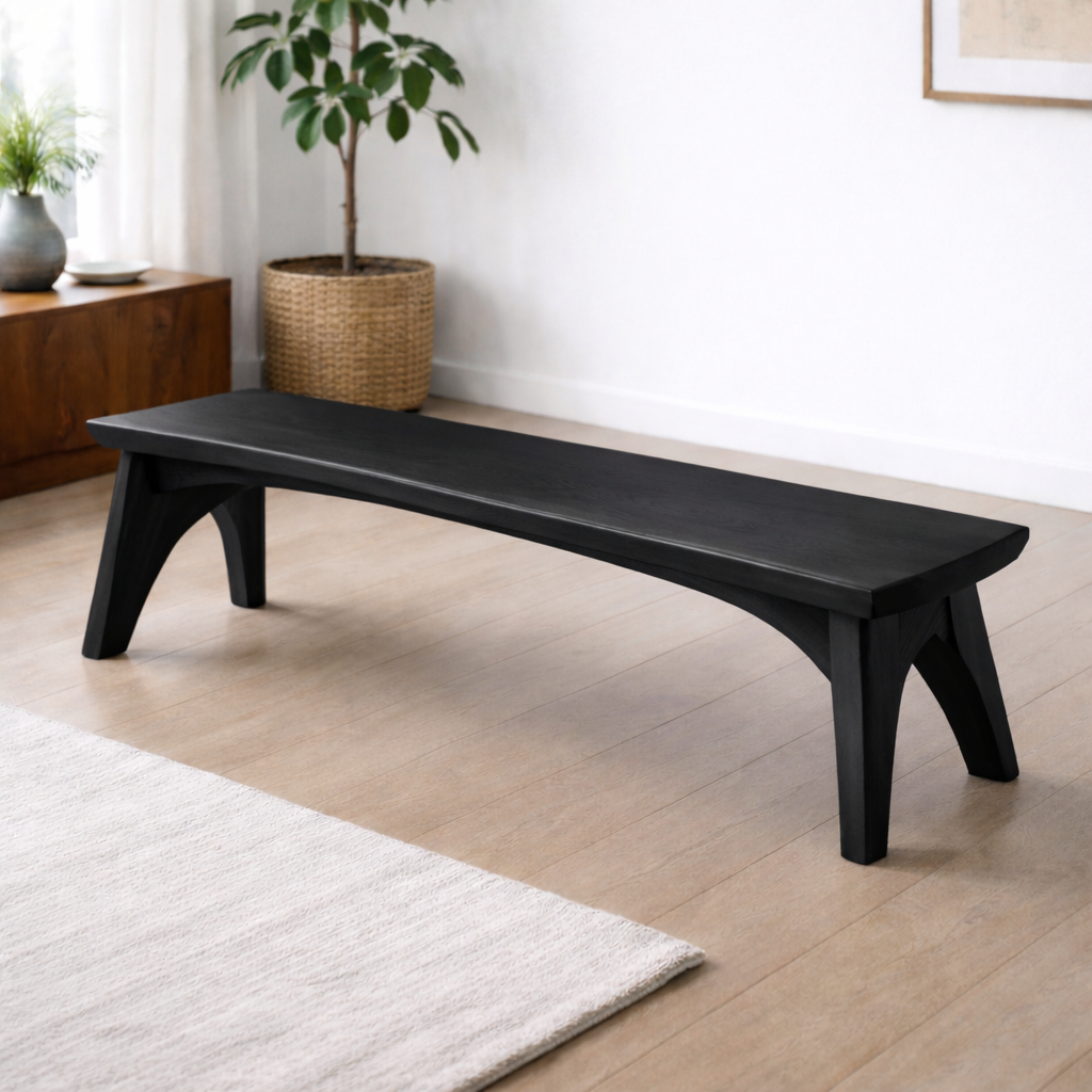 Solid Wood Dining Bench – Modern Rustic Wooden Seating Bench for Entryway or Dining Room - view 4 of 7