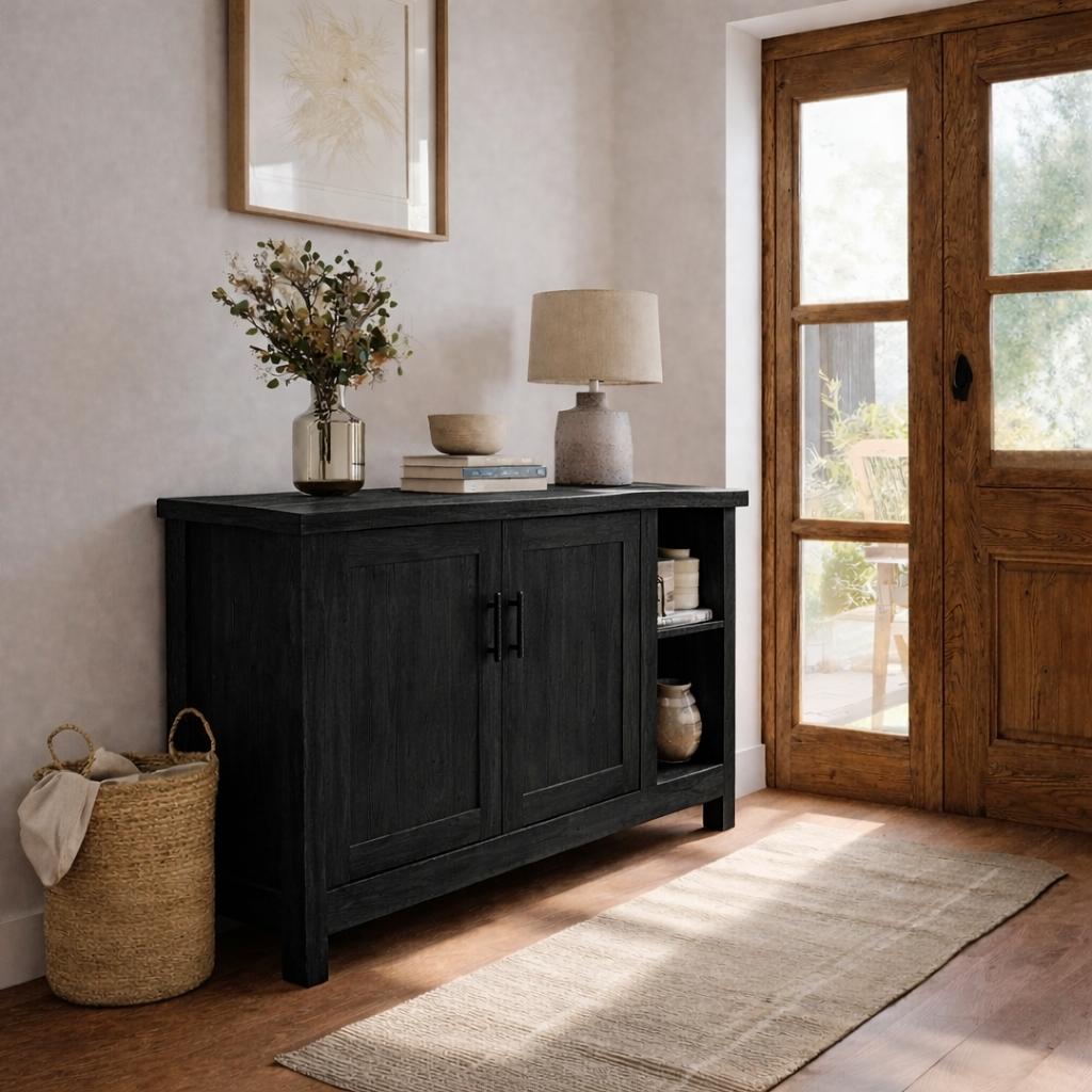 Solid Wood Console Table with Storage Doors – Rustic Entryway Cabinet - view 4 of 7