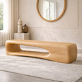 Modern Sculptural Wooden Entryway Bench, Curved Minimalist Hallway Seating Decor - view 1 of 7