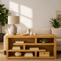Modern Wood Console Table, Mid Century Media Console Cabinet with Open Storage Shelves - view 1 of 7