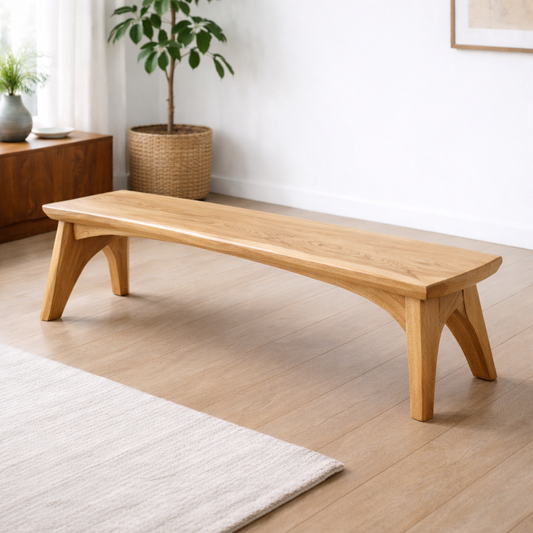 Solid Wood Dining Bench – Modern Rustic Wooden Seating Bench for Entryway or Dining Room - view 1 of 7