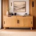 Mid-Century Solid Wood Console Cabinet with 2 Drawers and 4 Doors Storage - view 1 of 7