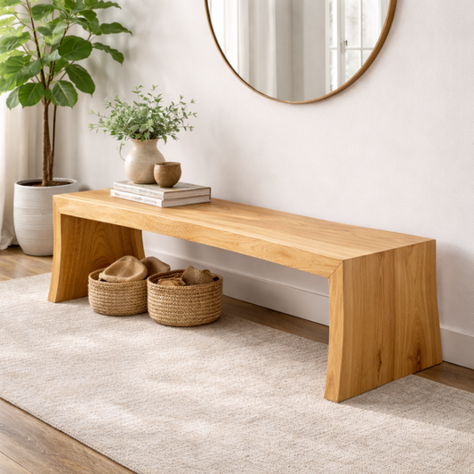 Live Edge Solid Wood Entryway Bench | Modern Organic Design with Natural Finish - view 1 of 7