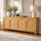 Solid Wood Console Cabinet with Arched Doors – Modern Storage Sideboard - view 1 of 7