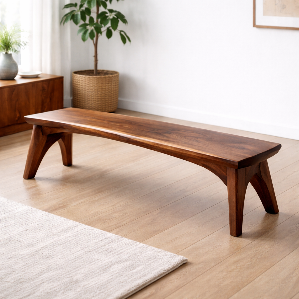 Solid Wood Dining Bench – Modern Rustic Wooden Seating Bench for Entryway or Dining Room - view 3 of 7