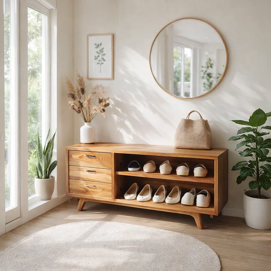 Solid Wood Shoe Bench with Drawers & Shelves – Entryway Storage Organizer - view 1 of 7