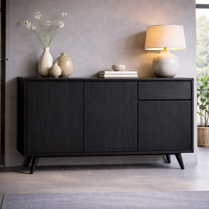 Solid Wood Console Cabinet with Drawer and Doors – Modern Entryway Storage Cabinet - view 4 of 7
