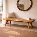 Live Edge Solid Wood Bench, Sculpted Rustic Entryway Hallway Seating - view 1 of 7