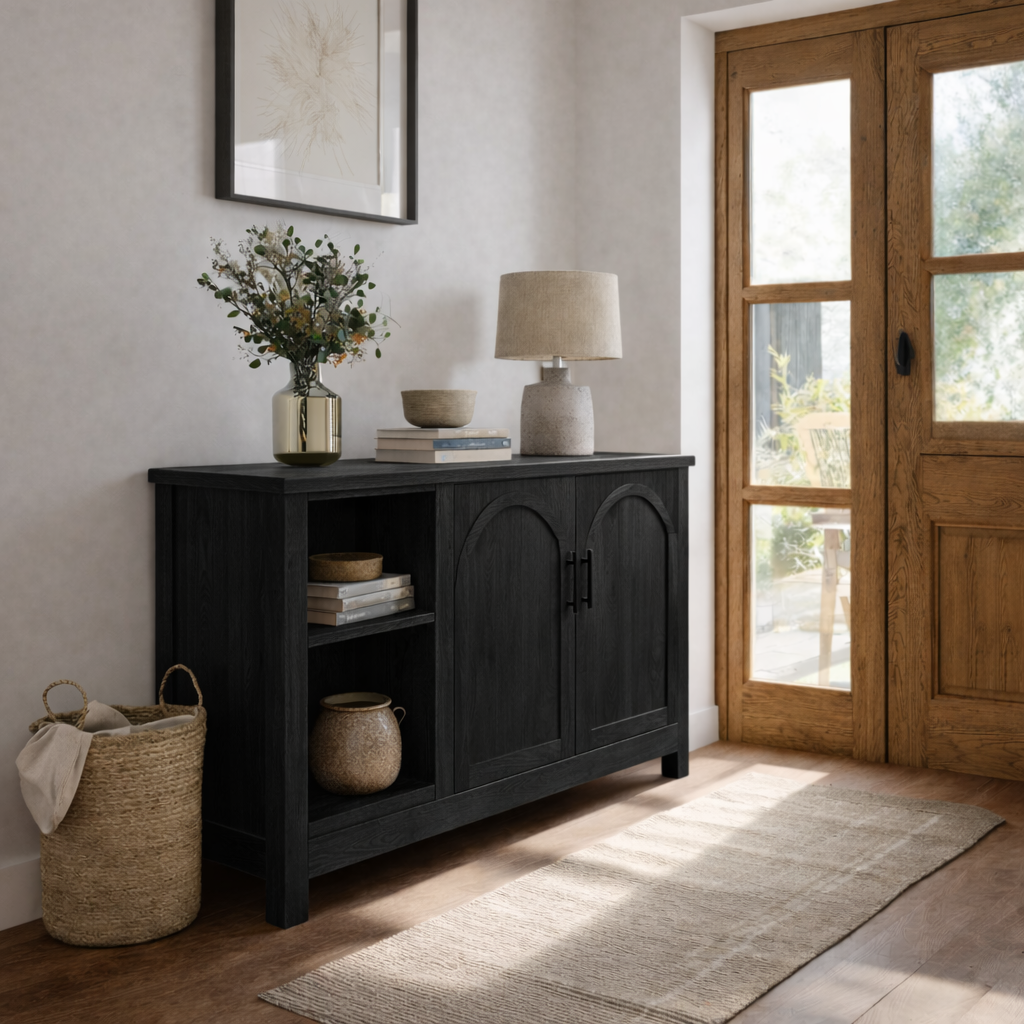 Solid Wood Console Table with Doors and Shelves – Rustic Entryway Storage Cabinet - view 4 of 7