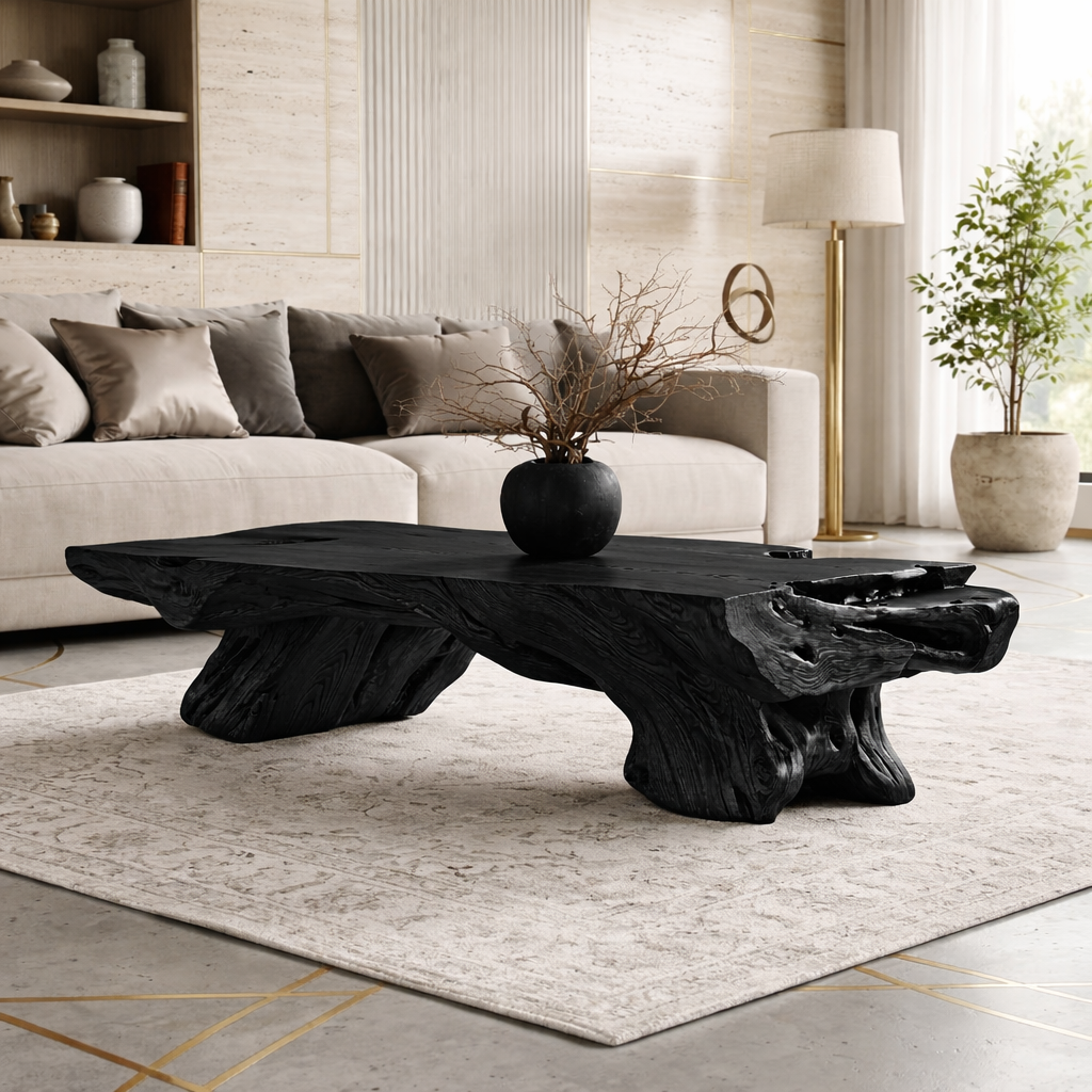 Rustic Wooden Coffee Table with Unique Organic Design - view 4 of 7