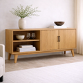 Solid Wood Console Cabinet with Open Shelves and Storage Doors - view 1 of 7