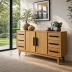 Modern Solid Wood Console Sideboard with Drawers – Walnut Storage Cabinet - view 1 of 7
