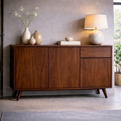 Solid Wood Console Cabinet with Drawer and Doors – Modern Entryway Storage Cabinet - view 2 of 7