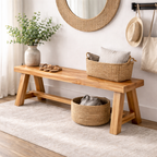 Rustic Solid Wood Entryway Bench with Storage | Modern Hallway Seating - view 1 of 7