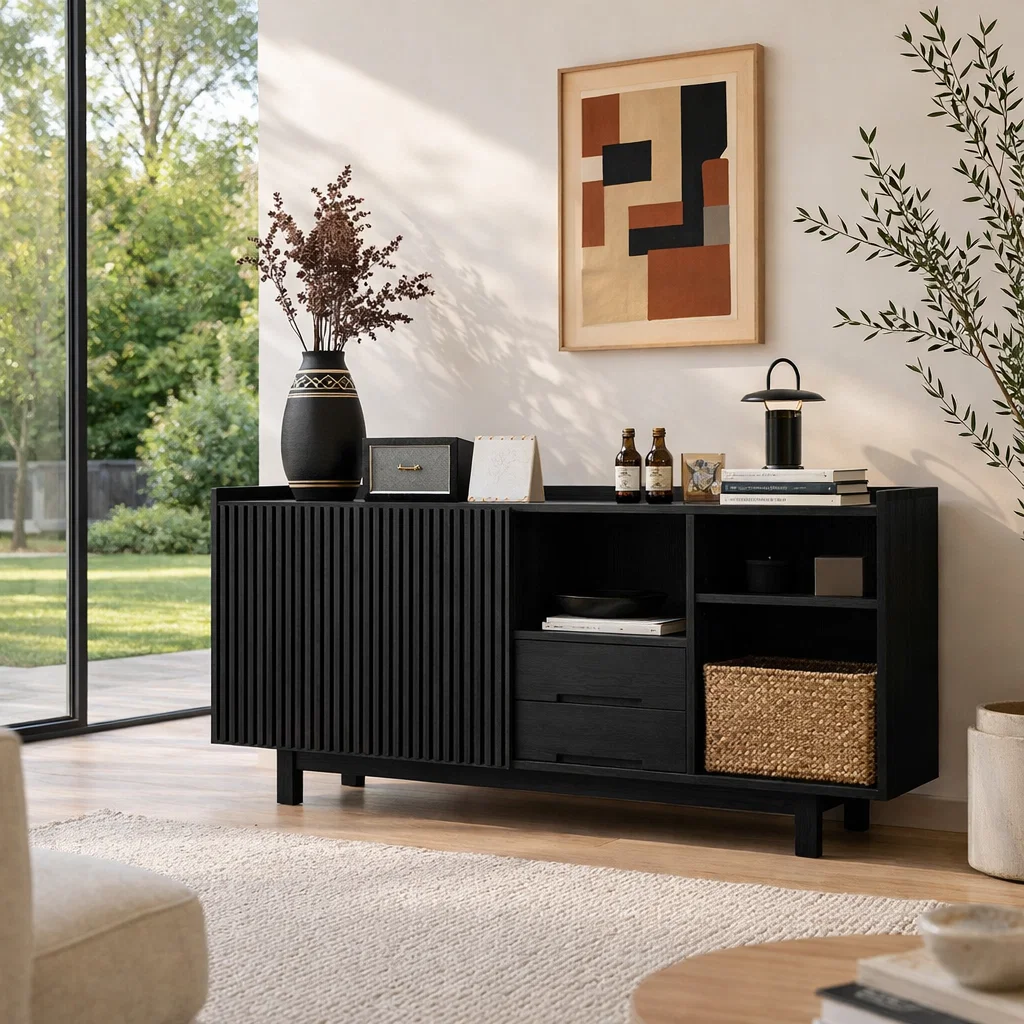 Solid Wood Console Sideboard – Modern Storage Cabinet for Living Room - view 4 of 7