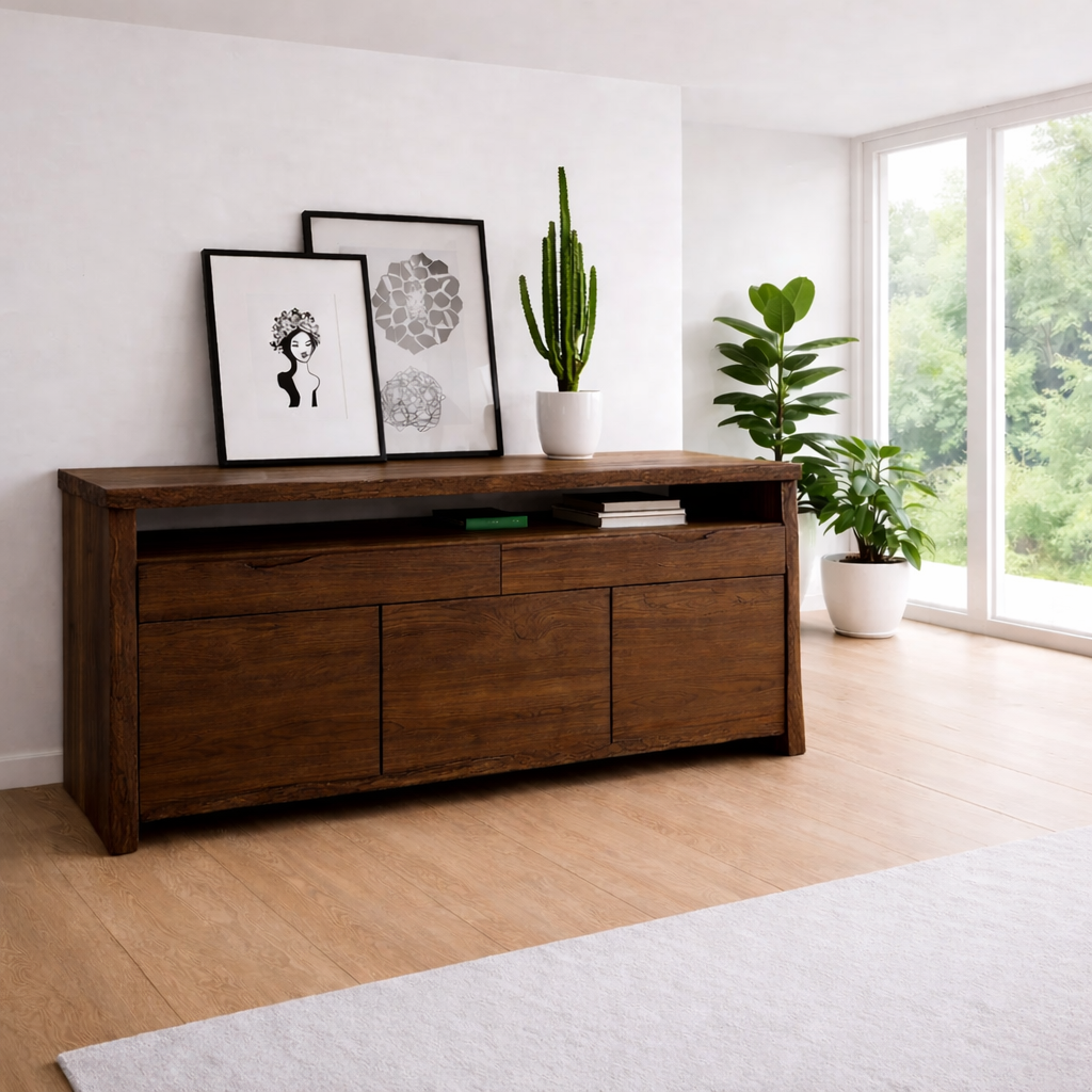 Modern Sideboard Cabinet with Open Shelf – Minimalist Storage Console - view 2 of 7