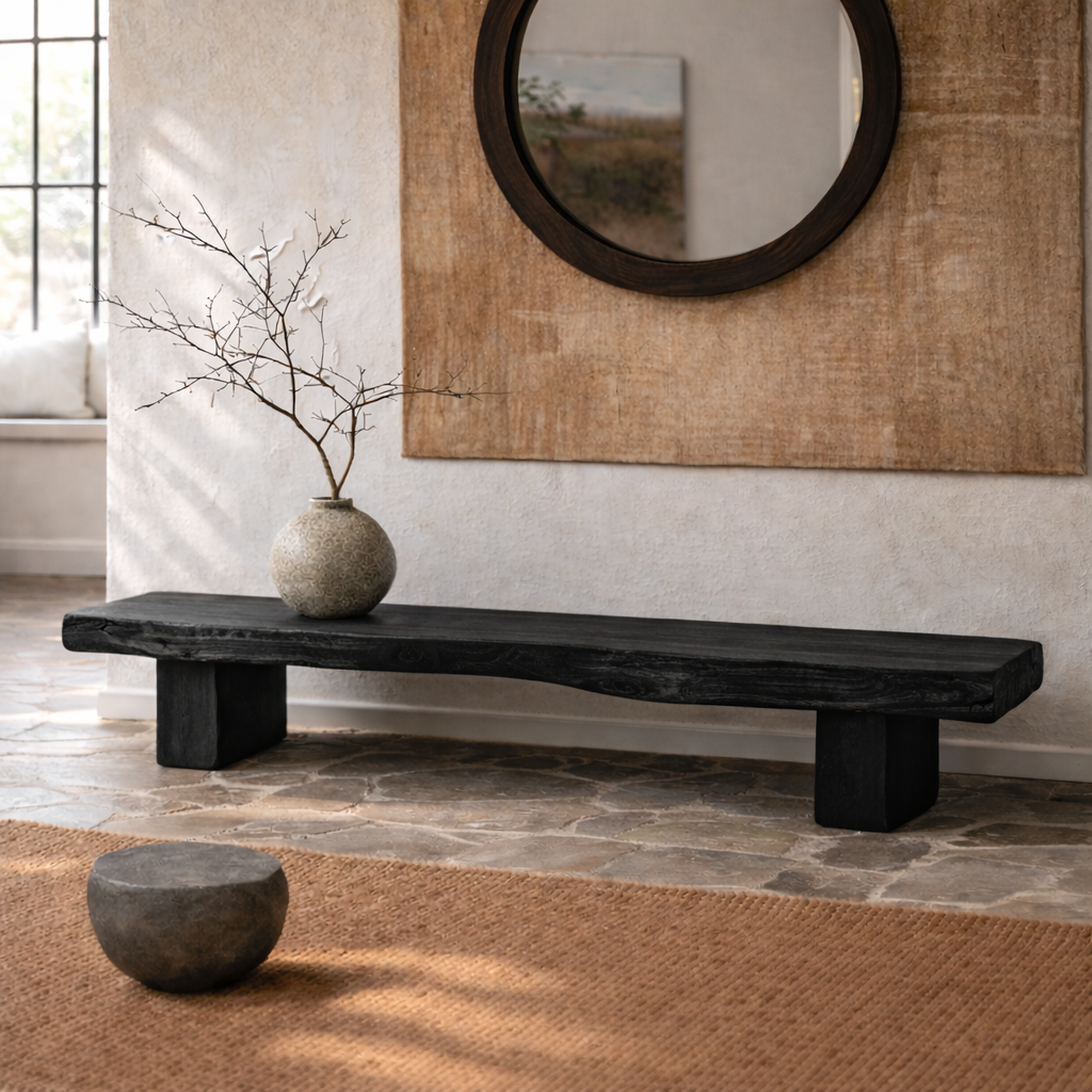 Live Edge Solid Wood Bench, Rustic Organic Entryway Seating - view 7 of 7