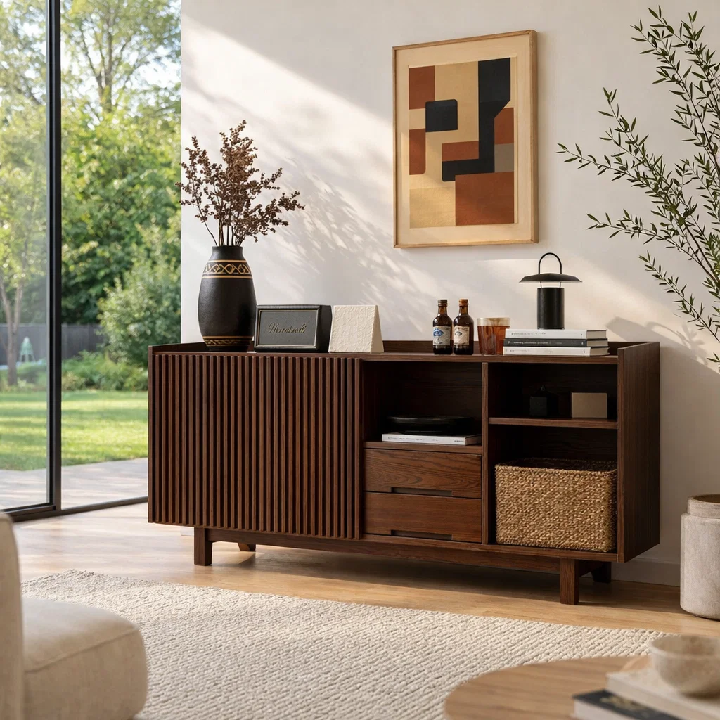 Solid Wood Console Sideboard – Modern Storage Cabinet for Living Room - view 2 of 7