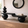 Sculptural Solid Wood Bench, Modern Artistic Entryway Statement Seating - view 1 of 7