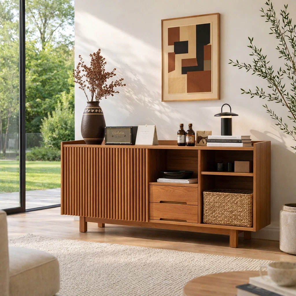 Solid Wood Console Sideboard – Modern Storage Cabinet for Living Room - view 3 of 7