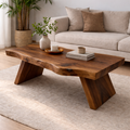 Live Edge Solid Wood Coffee Table with Thick Slab Top – Rustic Modern Living Room Table - view 1 of 7