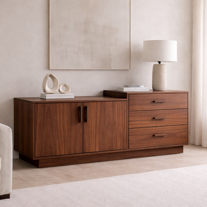 Solid Wood Sideboard Cabinet with 3 Drawers and Double Door Storage - view 2 of 7