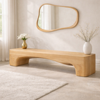 Modern Curved Entryway Bench Sculptural Hallway Seat Minimalist Console Style Furniture - view 1 of 7
