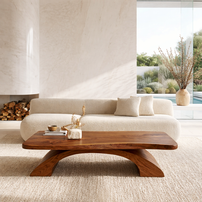 Organic Sculptural Coffee Table with Curved Base, Modern Minimalist Living Room Table - view 2 of 7