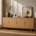 Modern Solid Wood Sideboard Cabinet with 4 Doors – Minimalist Storage Credenza - view 1 of 7