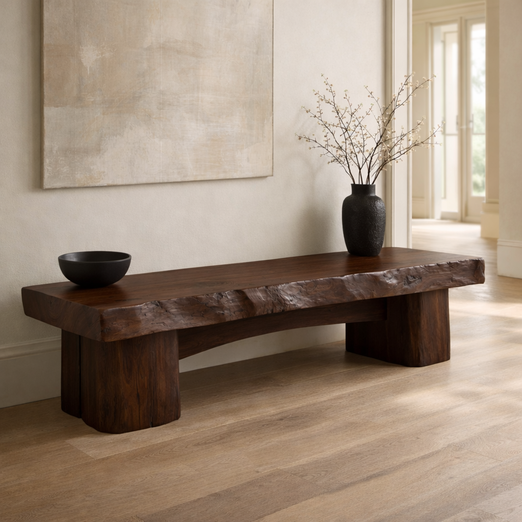 Rustic Entryway Bench Live Edge Hallway Seat Farmhouse Console Style Furniture - view 3 of 7